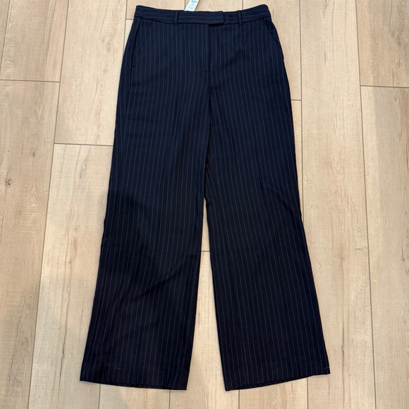 White House Black Market Suit Set 12 Blazer 10R Pants Navy Pink Pinstripe NWT - Picture 4 of 7